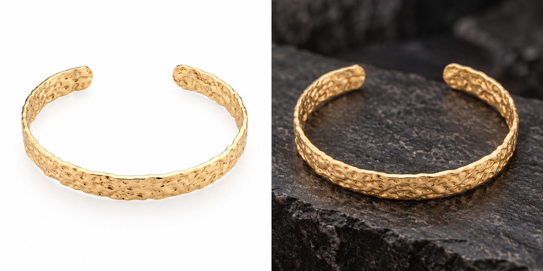 Hammered Open Cuff — AI design preview